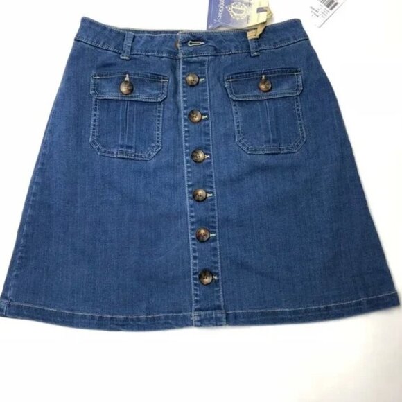 Democracy Mini Denim Skirt Size 4 NWT | Button Front Jean Skirt with Back Pocket - Picture 1 of 8